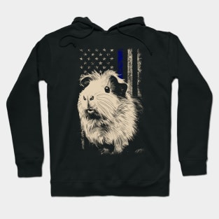 Fluffy American Flag Guinea Pig Love, Stylish Statement Tee Hoodie